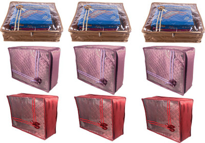 

Annapurna Sales Designer 5 Inch Height Front Transparent Large Saree Cover - Set of 9 Pcs. MPG00233(Maroon, Purple, Golden)