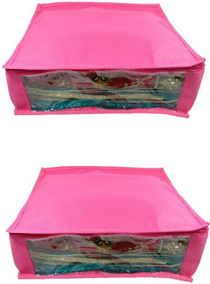 

Addyz Plain 2pcs ladies Large Non - woven Saree cover Upto 5 - 6 each(Pink)