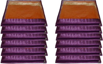 

Addyz Plain 12 pcs frill single saree cover Salwar Kamiz Suit Blouse Case(Purple)