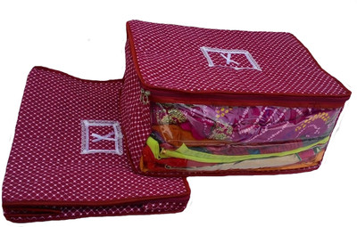 

Indi Bargain Printed Quilted 3 Layerd Set Of 2 Saree Cover(Maroon)