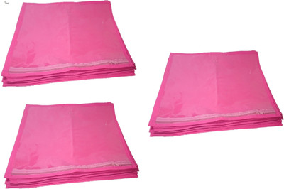 

Addyz Plain 36 Pcs Saree Bedsheet Cover Bags Packaging Storage Cloth Clear Plastic Zip(Pink)