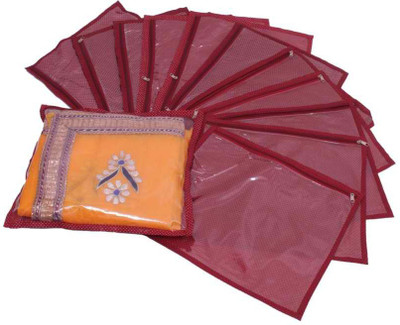KUBER INDUSTRIES Designer Single Packing Saree Cover in polka Dots 12 Pcs Combo MKUSC124(Maroon)