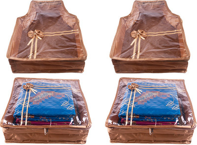 

Annapurna Sales Designer 5 Inch Height Front Transparent Large Saree and Blouse Cover - Set of 4 Pcs. Golden00226(Golden)