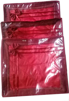 Glitter Saree Cover 3pcs Combo(Red)