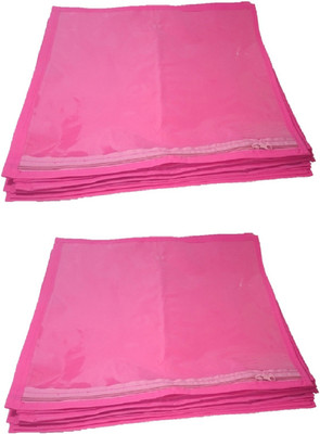 

Addyz Plain 24 Pcs Saree Bedsheet Cover Bags Packaging Storage Cloth Clear Plastic Zip(Pink)