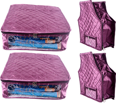 

Annapurna Sales Designer 5 Inch Height Side Transparent Large Saree and Blouse Cover - Set of 4 Pcs. Purple00256(Purple)