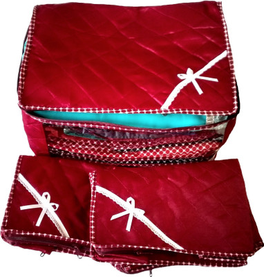 

Indi Bargain Satin Maroon Combo of 3 Transparent Multi Saree Cover(Red)