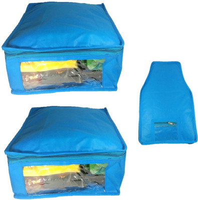 

Addyz Plain Combo Of Ladies Large Non - Woven 2saree And 1blouse Cover. Upto 5 - 6SC and 9-10BC each(Blue)
