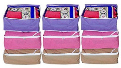 

Kuber Industries Designer Non woven Saree cover 9 pcs combo/Wardrobe Organiser/Regular Clothes Bag SC077(Multicolor)