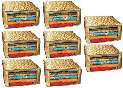 

Addyz Plain Pack of 8 Pisces Plain Large Satin Saree Salwar Suit Kamiz Cover Storage Bag(Beige)
