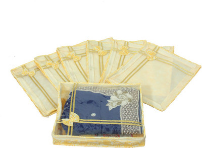 KUBER INDUSTRIES Designer Non Woven Bow Saree Cover Set Of 7 Pcs (4 Inch Height) KUBS39(Yellow)