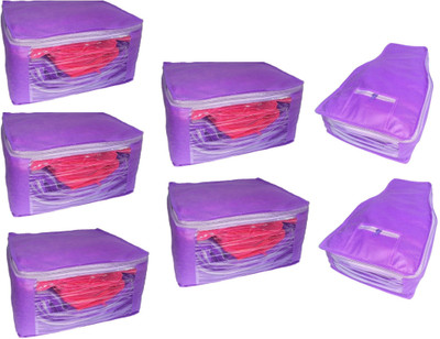 

Addyz Plain Set of Ladies Large Non -Woven 5 Saree & 2 Blouse Cover(Purple)