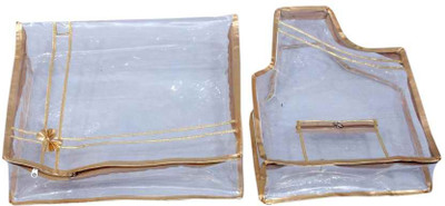 KUBER INDUSTRIES Designer Saree Cover Blouse Cover Golden Transparent MKU5028 Gold