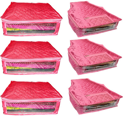 

Atorakushon Satin Combo of 3PC Saree Cover 3PC Blouse Cover S3S&3b(Pink)