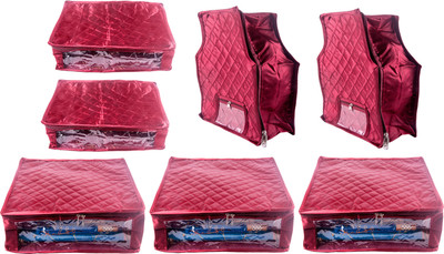 

Annapurna Sales Designer 5 Inch Height Side Transparent Large Saree/Blouse and Peticot Cover - Set of 7 Pcs. Maroon00319(Maroon)
