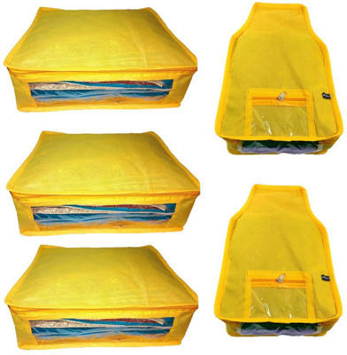 

Addyz Plain Combo of ladies Large Non - woven 3Saree and 2Blouse Cover. Upto 5 - 6SC and 9-10BC each(Yellow)