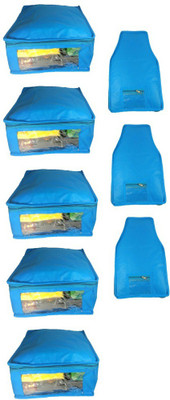 

Addyz Plain Combo Of Ladies Large Non - Woven 5saree And 3blouse Cover. Upto 5 - 6SC and 9-10BC each(Blue)
