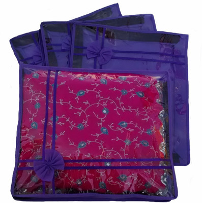 

Indi Bargain Designer Purple set of 4 transparent double saree cover(Purple)