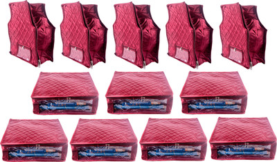 FAVISM Designer 5 Inch Height Side Transparent Large Saree and Blouse Cover - Set of 12 Pcs. Maroon00316(Maroon)