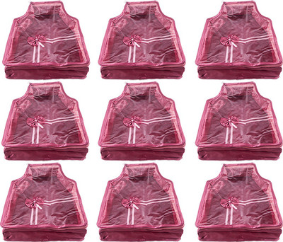 

Annapurna Sales Designer 4 Inch Height Front Transparent large Blouse Cover - Set of 9 Pcs. Pink00326(Pink)
