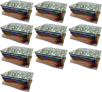 

Addyz Floral Pack of 10 Large Printed Saree Salwar Shirt Bedsheet Storage Cover Bag Organizer(Gray, Silver)