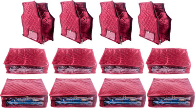 FAVISM Designer 5 Inch Height Side Transparent Large Saree/Blouse and Peticot Cover - Set of 12 Pcs. Maroon00321(Maroon)