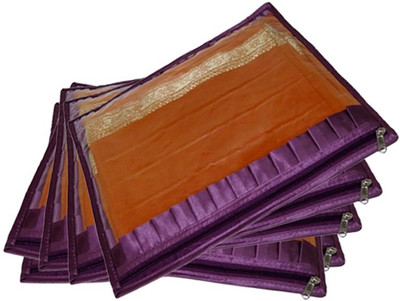 

Addyz Plain 5 Pcs Frill Single Saree Cover Salwar Kamiz Suit Blouse Case(Purple)