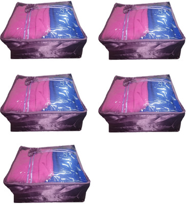 

Addyz Plain 5 Saree Storage Cover Blouse Salwar Suit Shirt Jeans Case(Purple)