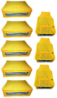 

Addyz Plain Combo of ladies Large Non - woven 5Saree and 3Blouse Cover. Upto 5 - 6SC and 9-10BC each(Yellow)