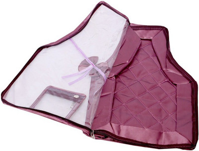 KUBER INDUSTRIES Designer Kuber Industries Blouse Cover in Quilted Satin Fabric Set of 2 Pcs MKU00006657 Multicolor KUBER INDUSTRIES Garment Covers