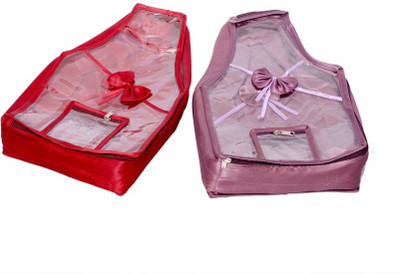 KUBER INDUSTRIES Designer Blouse Cover in Quilted Satin Fabric Set of 2 Pcs MKU006657 Multicolor KUBER INDUSTRIES Garment Covers