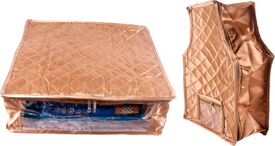 

Annapurna Sales Designer 5 Inch Height Side Transparent Large Saree and Blouse Cover - Set of 2 Pcs. Golden00282(Golden)