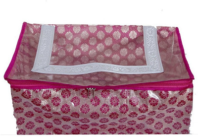 KUBER INDUSTRIES Saree Covers Fancy Brocade AA1 Pink KUBER INDUSTRIES Garment Covers