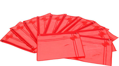 KUBER INDUSTRIES Designer Non Wooven Single Saree Cover Set Of 12 Pcs With Zip Lock KUBS13 Red KUBER INDUSTRIES Garment Covers