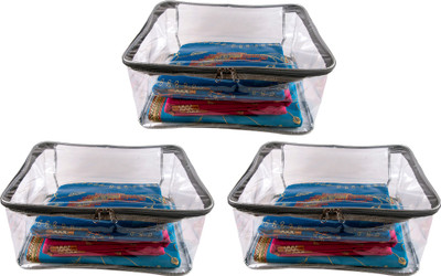 

Annapurna Sales Designer 9 Inch Height Full Transparent Big Saree Covers - Set of 3 Pcs. Grey00463(Grey)