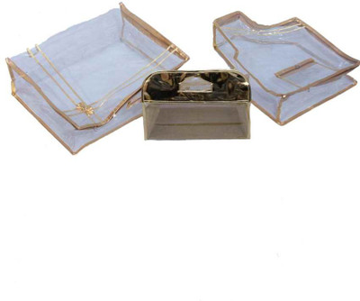 KUBER INDUSTRIES Designer Saree Cover Blouse Cover Vanity Box SC27 Gold KUBER INDUSTRIES Garment Covers