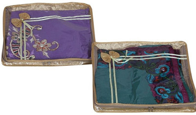 KUBER INDUSTRIES Saree Covers 2 Pcs Combo AA28 Gold KUBER INDUSTRIES Garment Covers