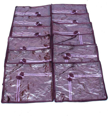 KUBER INDUSTRIES Designer Saree Cover 12 Pcs Combo In Purple Satin MKU0050045 Purple KUBER INDUSTRIES Garment Covers