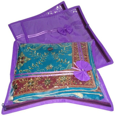 

Addyz Transparent top Single Saree Pack of 3(Purple)