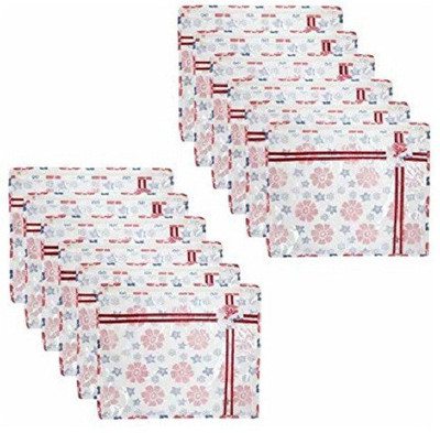 KUBER INDUSTRIES Designer Printed Non Wooven Saree Cover Set of 12 Pcs White sc026 White KUBER INDUSTRIES Garment Covers