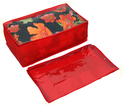 KUBER INDUSTRIES Designer Non Woven Blanket Cover, Lahenga Cover, Saree Cover Set of 2 Pcs 24*14*8 Inches KUBS59 Red KUBER INDUSTRIES Garment Covers