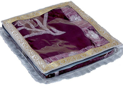 KUBER INDUSTRIES Saree Covers Tissue With Designer Frill AA12 Silver KUBER INDUSTRIES Garment Covers