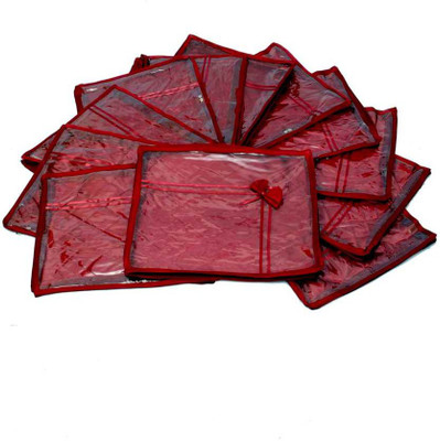 KUBER INDUSTRIES Designer Saree Cover 12 Pcs Combo In Maroon Satin SC47 Maroon KUBER INDUSTRIES Garment Covers