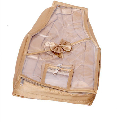 KUBER INDUSTRIES Designer Blouse Cover in Quilted Satin Fabric Golden MKU006656 Golden KUBER INDUSTRIES Garment Covers