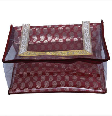 KUBER INDUSTRIES Designer Saree Cover In Red Designer Brocade SC91 Maroon KUBER INDUSTRIES Garment Covers