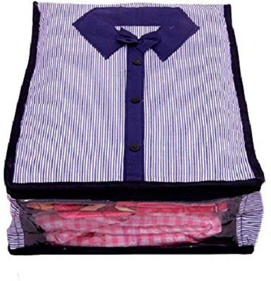 KUBER INDUSTRIES Designer Shirt Cover / Wardrobe Organiser / Regular Cloth Bag in Quilted Cotton Material SC102 Blue KUBER INDUSTRIES Garment Covers