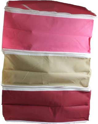 Ombags More Handmade Saree Cover Set Of 3 maroon01 Multicolor Ombags More Garment Covers