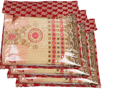 Glitter Collection Saree Organiser Saree Cover Cover002 Red Glitter Collection Garment Covers