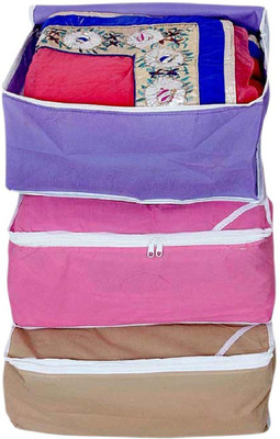 

Kuber Industries Designer "Kuber Industries Non woven Saree cover Set of 3 Pcs /Wardrobe Organiser/Regular Clothes Bag " KI27101P6(Multicolor)