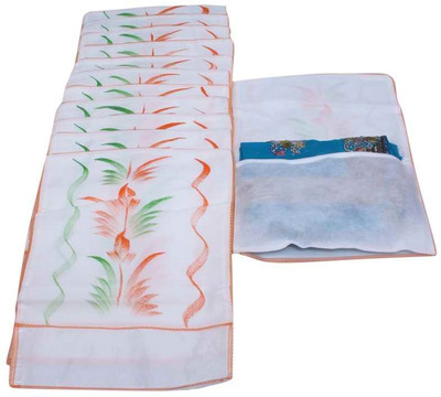 Kuber Industries Designer Saree Cover Hanging 12 Pcs Combo In Non Wooven Material MKU0050067 White